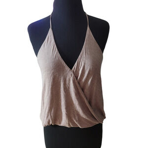 cotton candy top blouse strappy faux wrap sz S